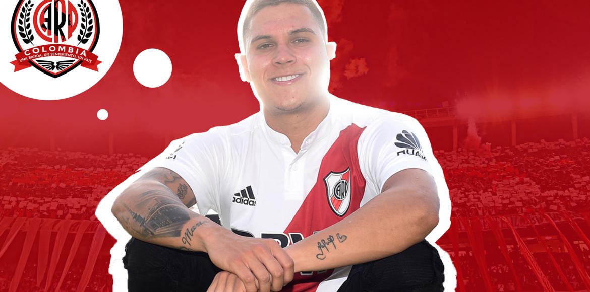 Juanfer Quintero y su saludo a los hinchas colombianos de River Plate